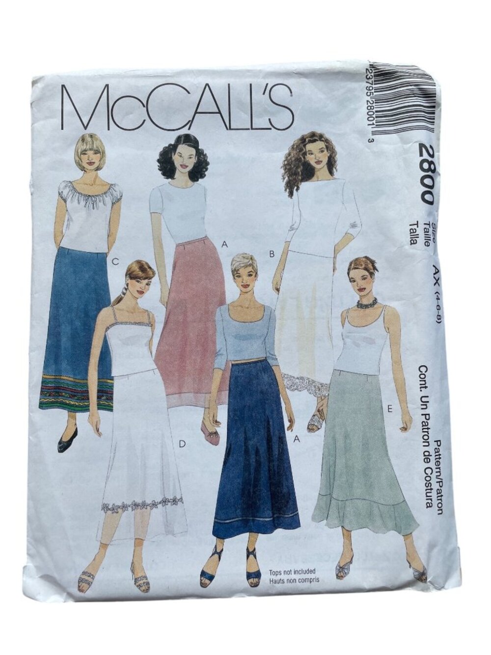 McCalls 2800 Sewing Pattern Sizes 4-6-8 Misses A-Line Skirt Semi Fitted CUT